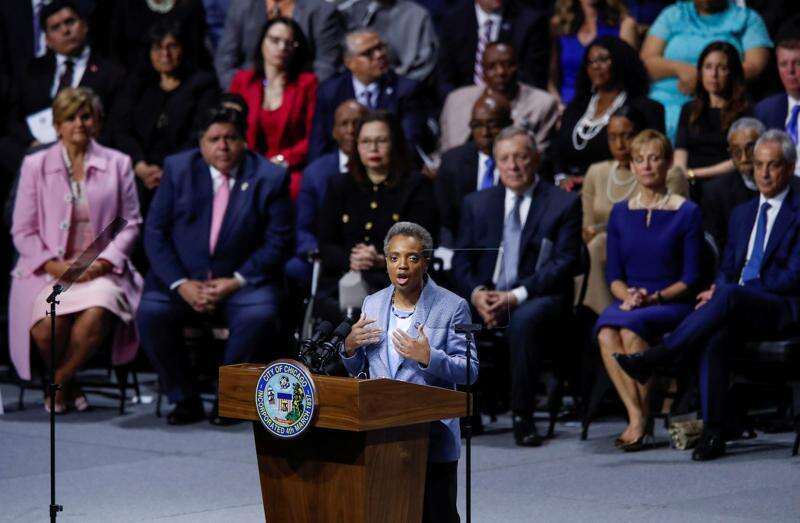Lori Lightfoot sworn in as Chicago’s first black woman and first openly gay mayor