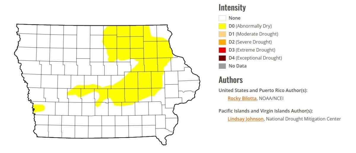 The Iowa Drought Monitor released Thursday, May 30, 2024 shows no drought in the state for the first time since June 2020. (U.S. Drought Monitor)
