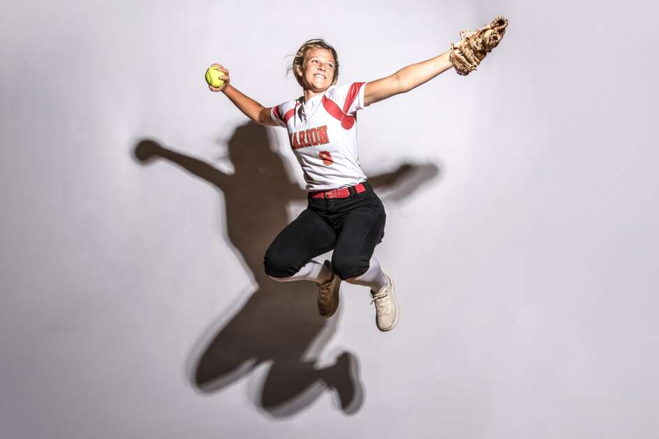 Marion’s Michaela Goad poses for a portrait during the Gazette’s Athlete of the Year photo shoot on Friday, June 28, 2024. (Geoff Stellfox/The Gazette)