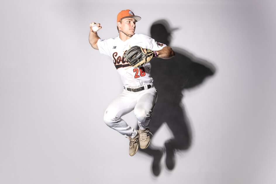 Solon’s Brett White poses for a portrait during the Gazette’s Athlete of the Year photo shoot on Friday, June 28, 2024. (Geoff Stellfox/The Gazette)