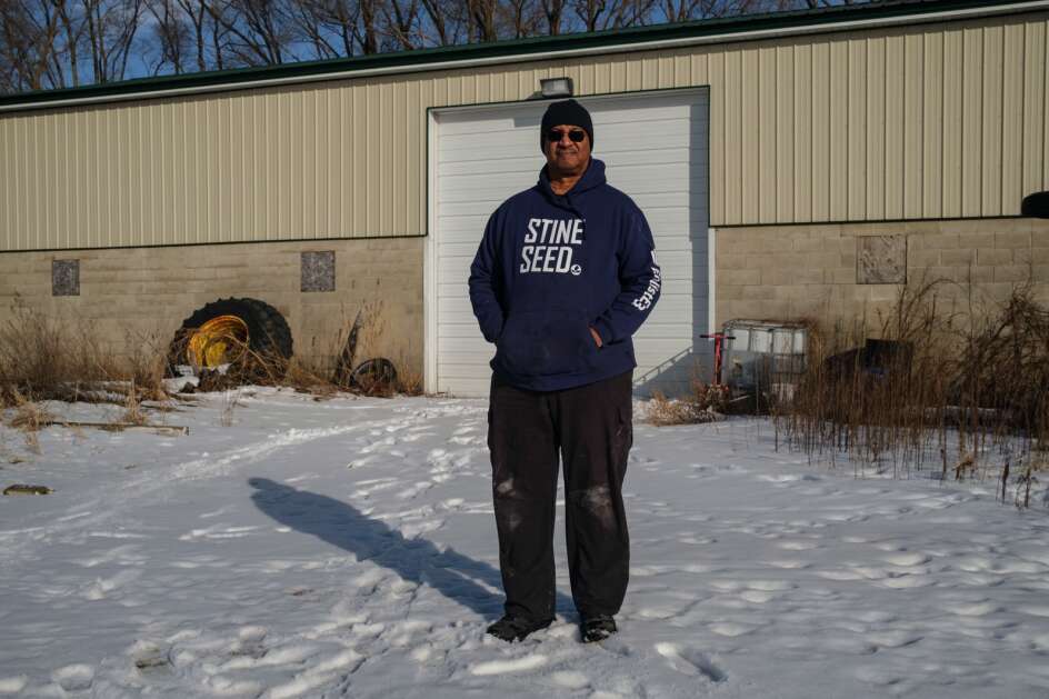 Mike Cook stands on his farm near Waterloo on Feb. 8. Cook farmed, as a sideline, while working as a mechanical engineer at Deere & Co. until he retired. He is a third-generation farmer, one of the few Blacks who operate farms in Iowa. (Nick Rohlman/The Gazette)