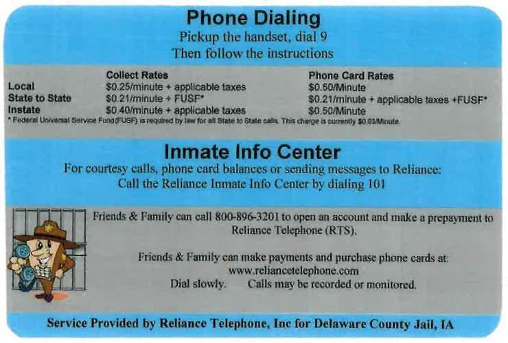 Cost of an inmate phone call from Bay County Jail is $4.24 for connection  plus 0.69 cents per minute 