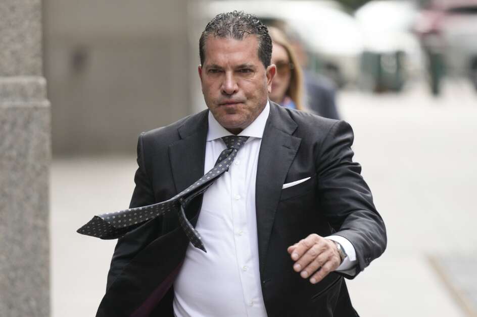 Joe Tacopina, Donald Trump's lawyer, arrives in Manhattan federal court in New York, Tuesday, May 9, 2023. A jury in New York City is set to begin deliberations in a civil trial over advice columnist E. Jean Carroll's claims that Trump raped her in a luxury Manhattan department store. (AP Photo/Seth Wenig)