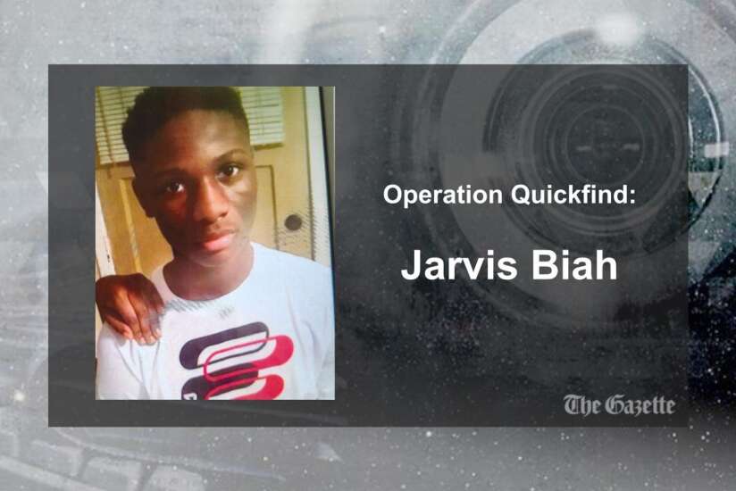 (CANCELED) Operation Quickfind issued for Jarvis Biah, 15, of Cedar Rapids