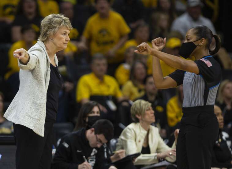 On the officials and on Lauren Jensen, Iowa Coach Lisa Bluder had plenty to say