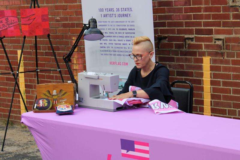 In Iowa stop ‘Her Flag’ marks 100th anniversary of women’s right to vote