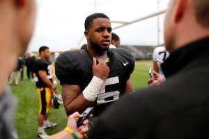 Iowa's Bullock takes snaps at WR this spring
