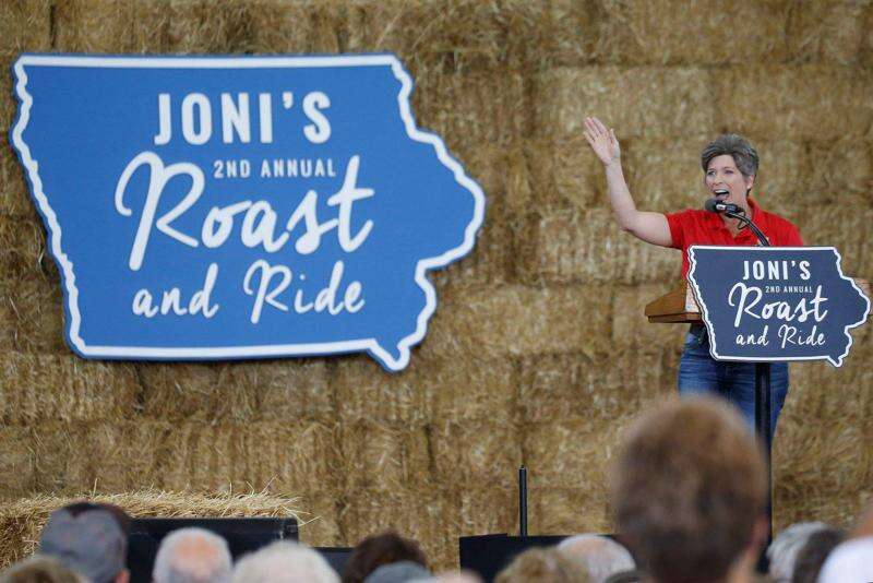 U.S. senator Joni Ernst (R-IA) speaks before Republican nominee Donald Trump at 'Joni's Roast and Ride' in Des Moines, Iowa, U.S., August 27, 2016. (REUTERS/Carlo Allegri)