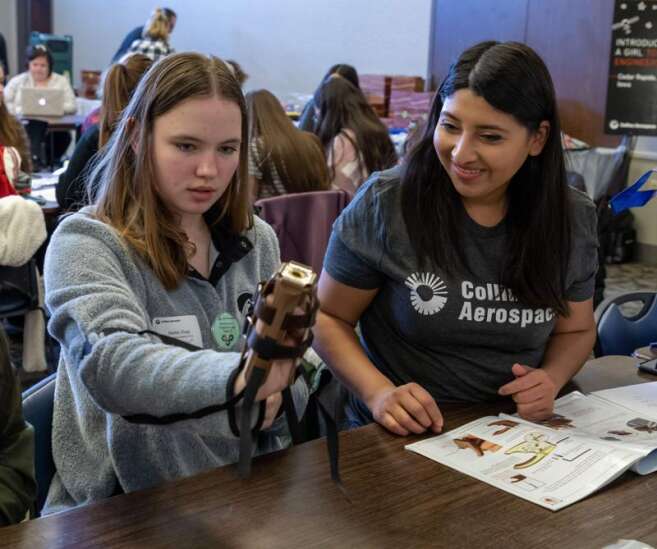 Eighth-grade girls get taste of engineering at hands-on Collins Aerospace event