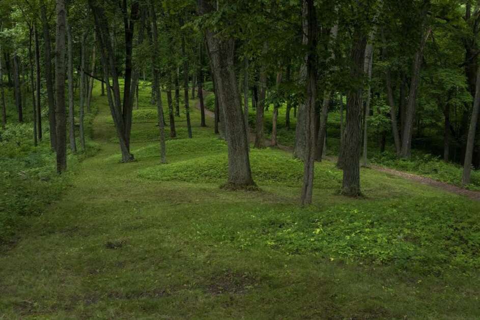 Effigy Mounds National Monument in Harpers Ferry, Iowa, shows earliest earth moving by Native Americans. The monument preserves more than 200 prehistoric mounds many of which are shaped like animals, including bears and birds. (Eaton Cote/National Park Service)