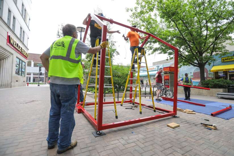 Iowa City Downtown District installs new interactive public art on Ped Mall