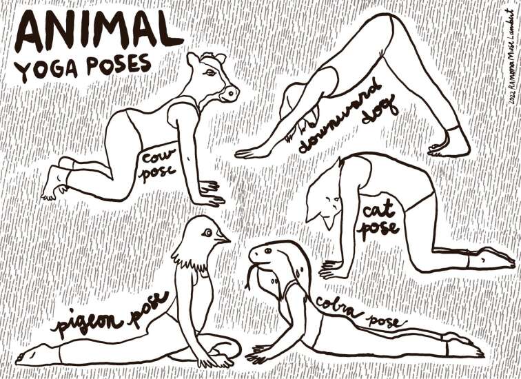 Print and color: Animal yoga poses