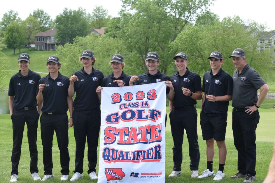 The Hillcrest Academy boys’ golf team (pictured) is heading to the Class 1A state tournament after being crowned district champions on Tuesday, May 16, 2023. (Hunter Moeller/The Union)