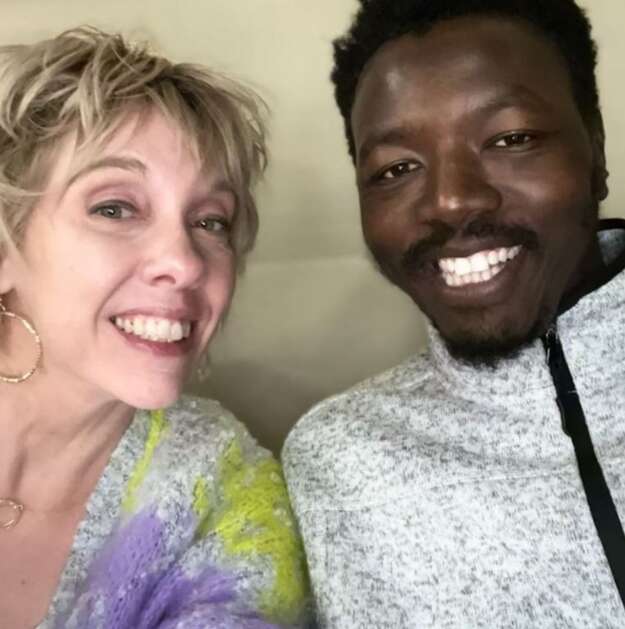 Jacy Bunnell Ahmed (left) of Cedar Rapids says her husband, Mohamed Ahmed (right),  is scheduled to arrive in Cedar Rapids on Tuesday evening. He was in Sudan for his father’s funeral and became stranded there when fighting broke out. (Submitted) 
