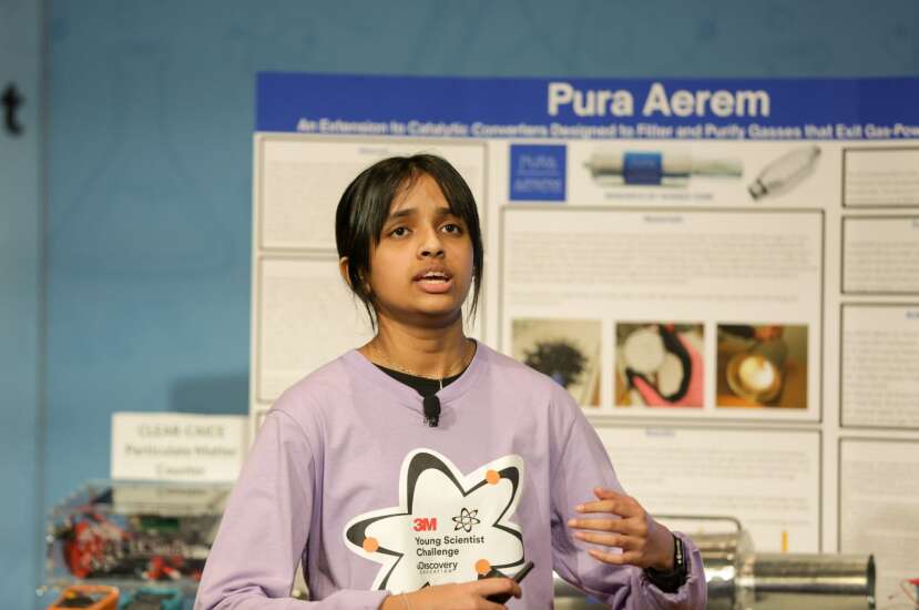 Iowa City student recognized by young scientist competition for pollution-reducing invention