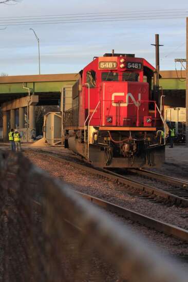 PHOTOS: Grain spilled as train cars derail near Cedar River