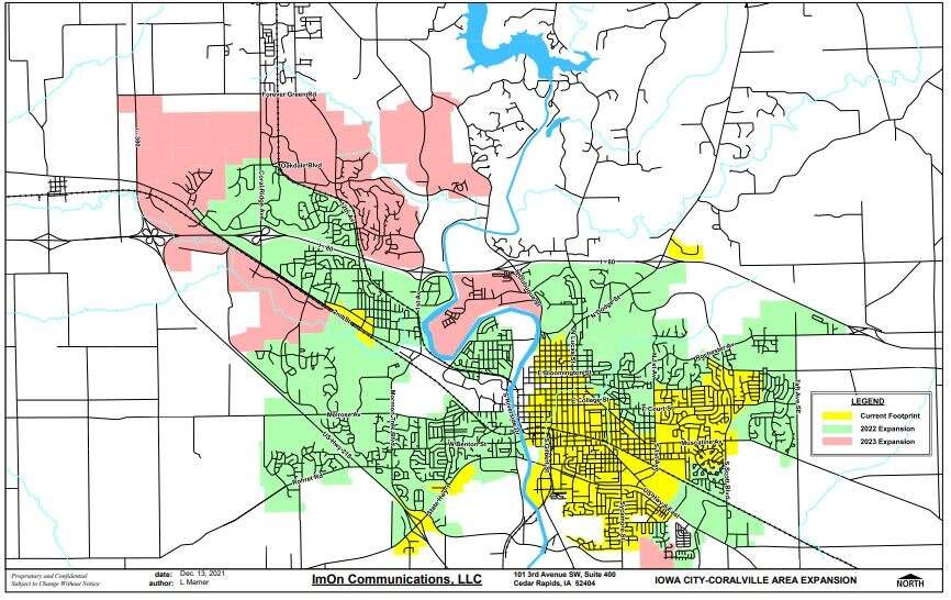 ImOn Iowa City fiber optic network map