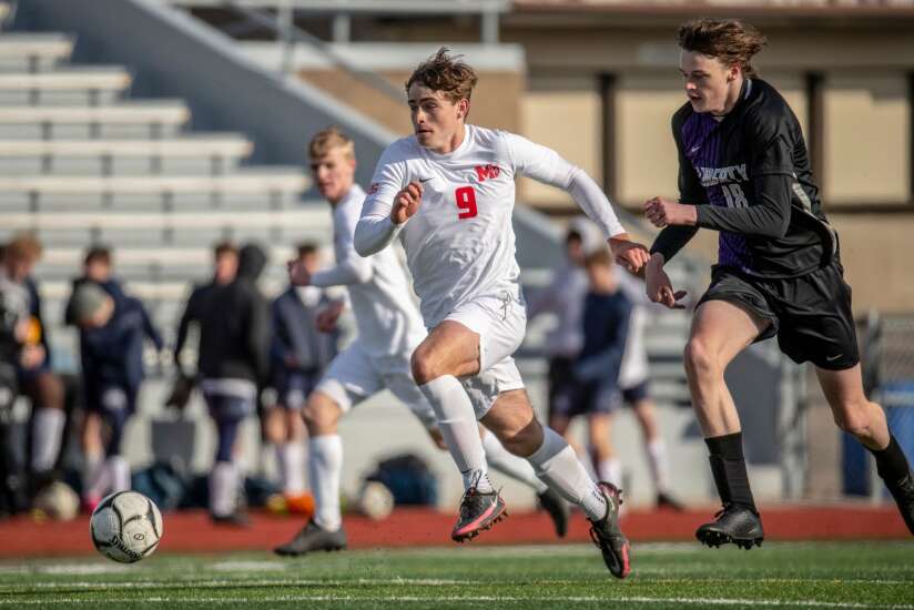 Marion’s Jackson Kirsch, the top Iowa high school goal-scorer, brings a coach’s mind to the pitch
