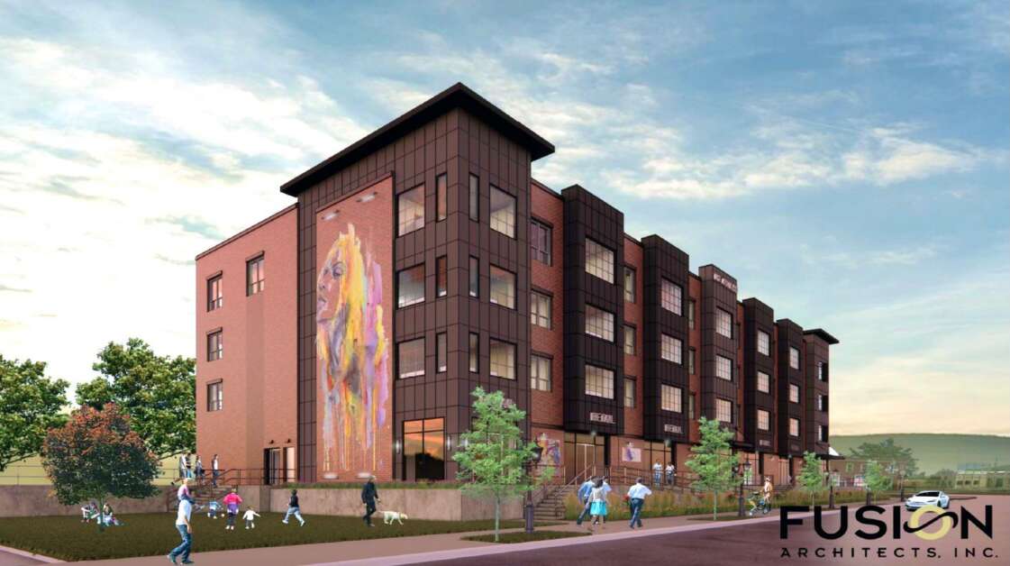 This rendering shows the $9.8 million mixed-use development that will be built on Third Street SE in the New Bohemia District in Cedar Rapids. Chad Pelley is spearheading the LTRI LLC development team. (Courtesy city of Cedar Rapids)