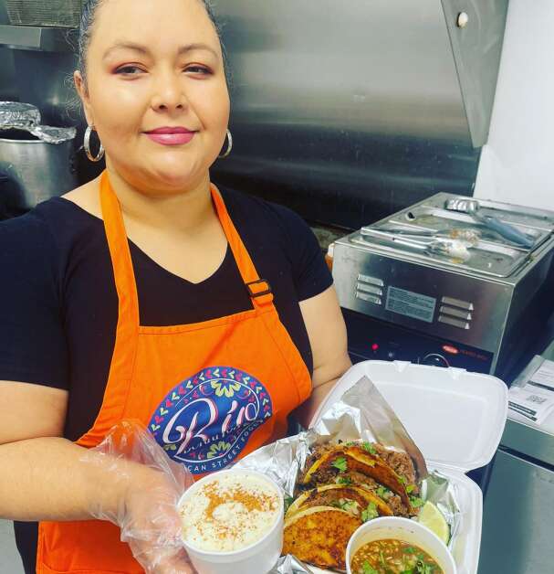 When the 2020 derecho damaged Phoebe Rios’ food truck, she and her family took a break before opening Rio Burritos at 5001 First Ave. SE in Cedar Rapids this year. A KIVA Iowa loan helped her buy a sign for the restaurant, which has paid off in foot traffic. She is now a KIVA lender herself. (Rio Burritos) 