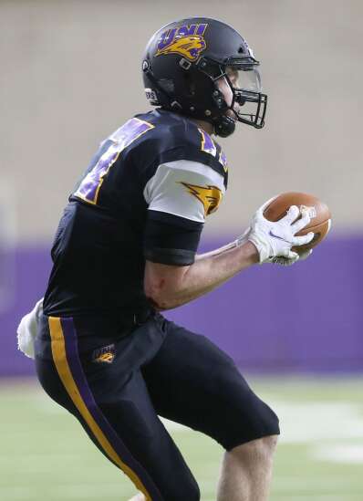 Logan Wolf back on the field for UNI football after long wait with stubborn injuries