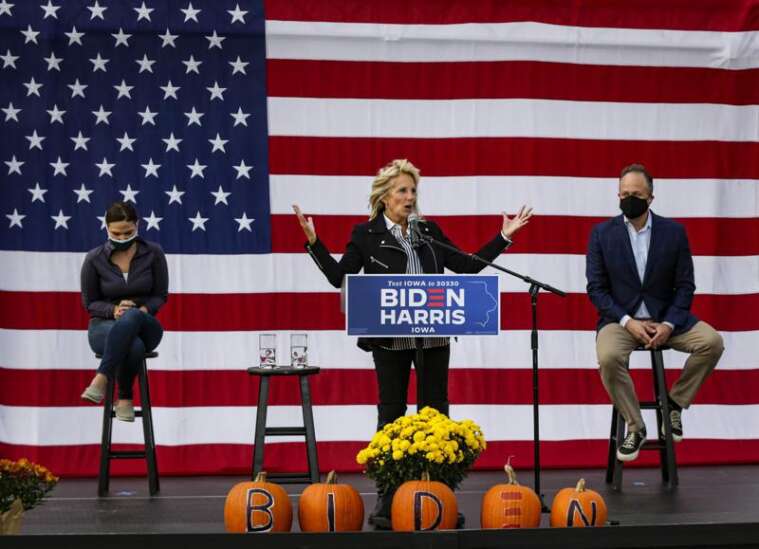 Photos: Jill Biden speaks at a drive-in rally in Cedar Rapids