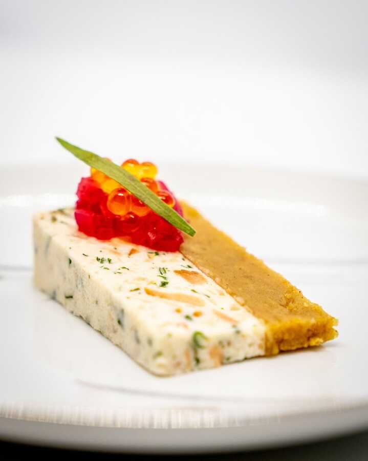 Smoke trout roe cheesecake with