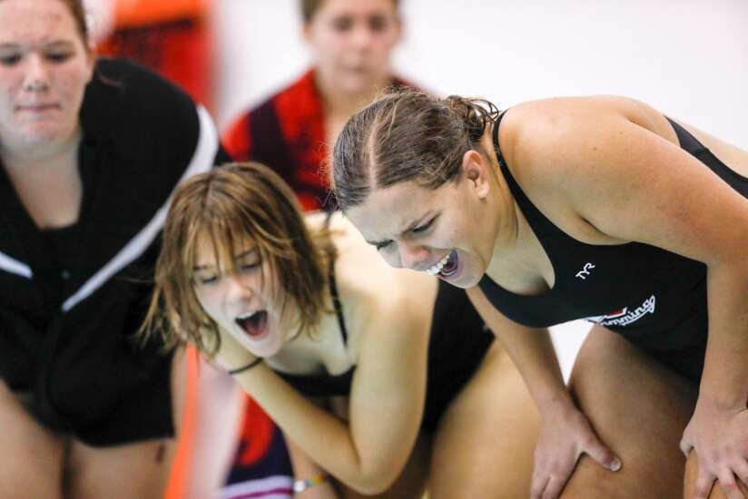 Photos: Linn-Mar triangular, Iowa high school girls’ swimming