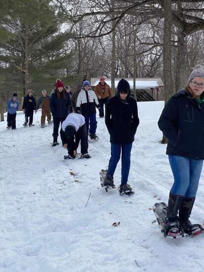Students embrace the cold, outdoors