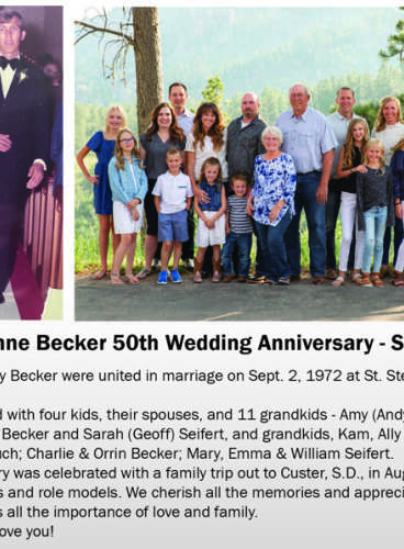 Andy & Deanne Becker 50th Wedding Anniversary - Sept. 2, 2022