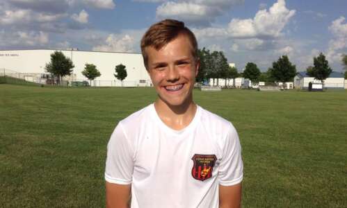 14-year-old Mitchell Frahm gets his kicks in as a member…