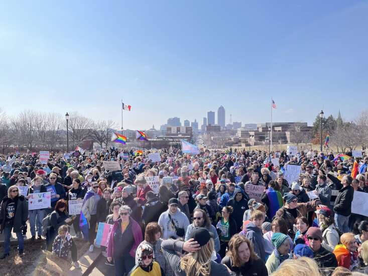 Hundreds protest LGBTQ bills at Iowa State Capitol