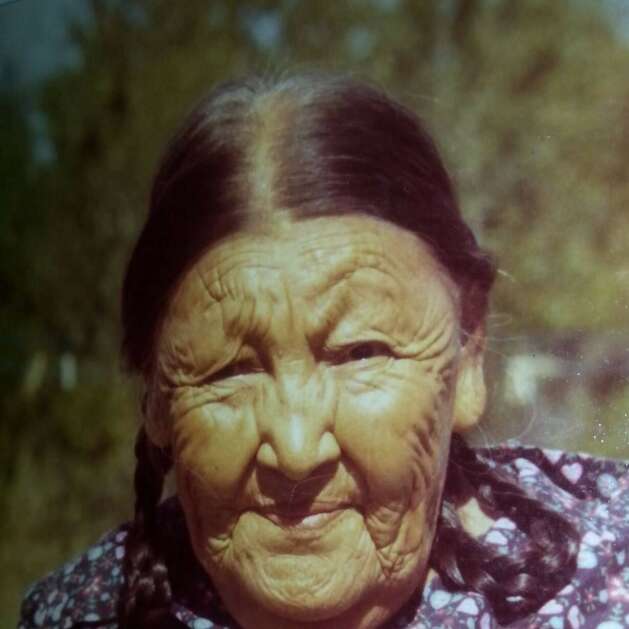 Nobiss' great-grandmother, who was Nêhiyaw, smiles for a photo.