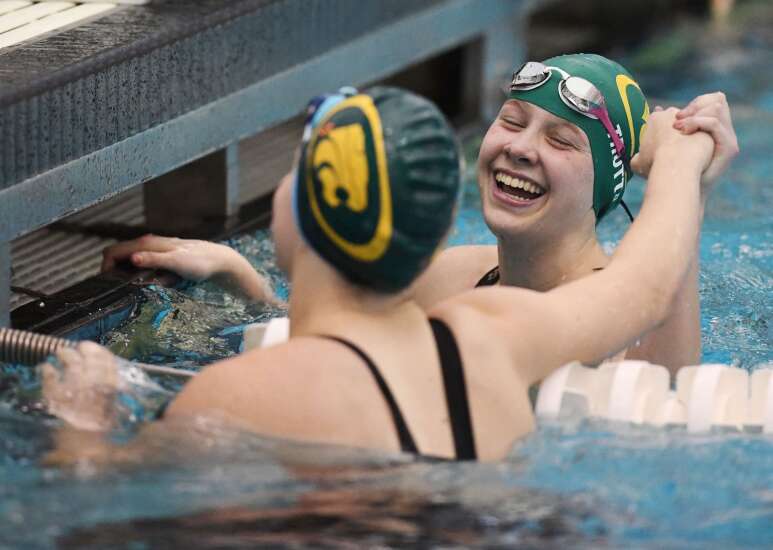 Photos: Iowa high school girls’ swimming regional meet at Linn-Mar