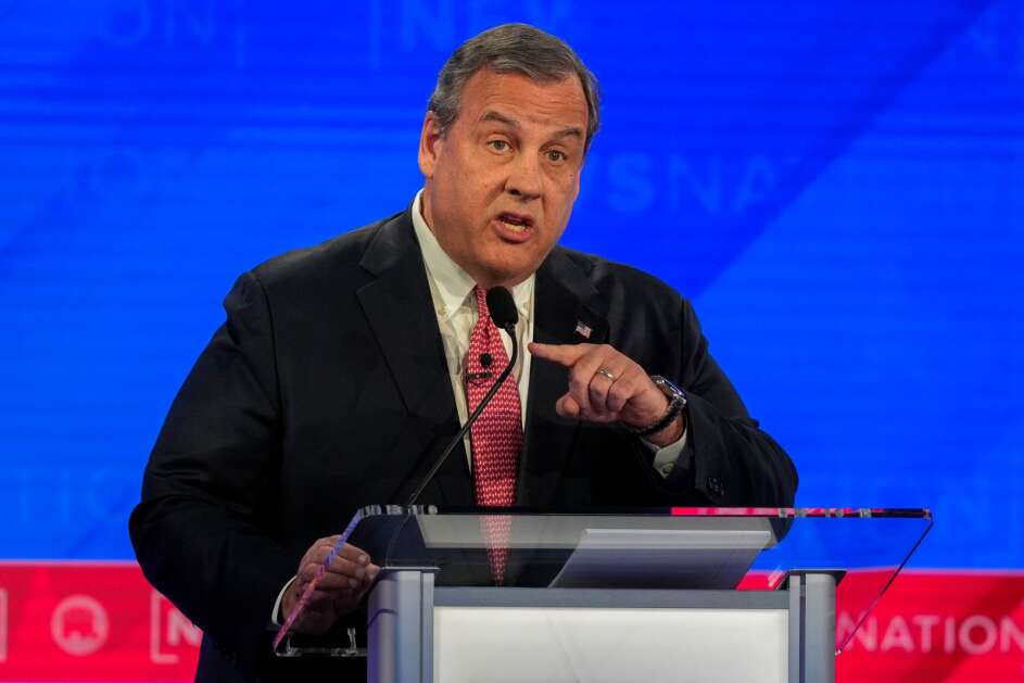 Republican presidential candidate former New Jersey Gov. Chris Christie speaks Dec. 6 during a Republican presidential primary debate hosted by NewsNation in Tuscaloosa, Ala. (AP Photo/Gerald Herbert)