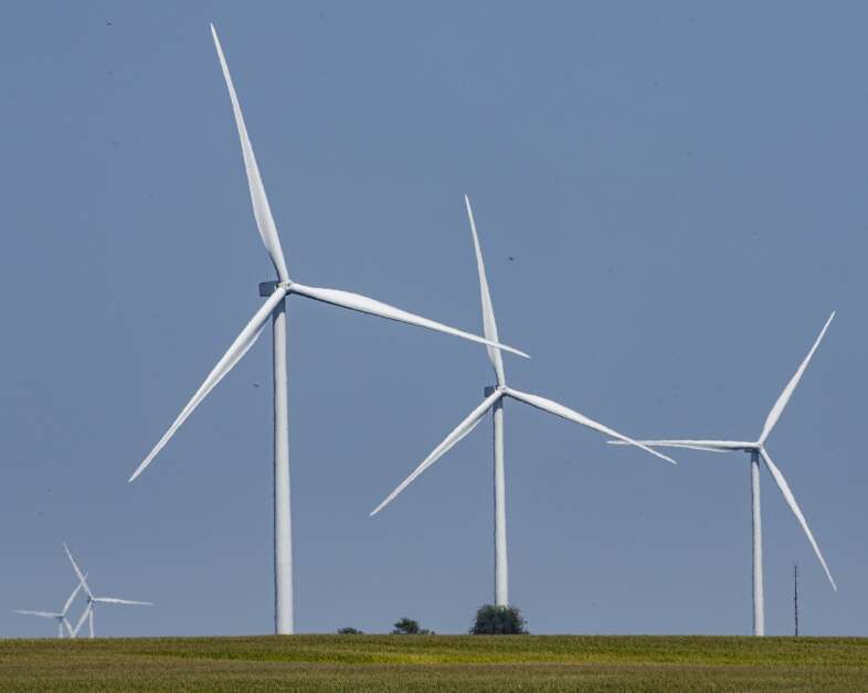 Alliant Energy’s English Farms wind development in Poweshiek County in September 2022. (Nick Rohlman/The Gazette)
