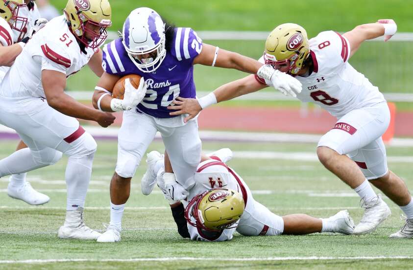 Carter Maske helps lead Coe football to victory over rival Cornell