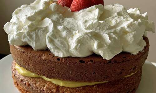 Try this strawberry jam cake with sour cream custard