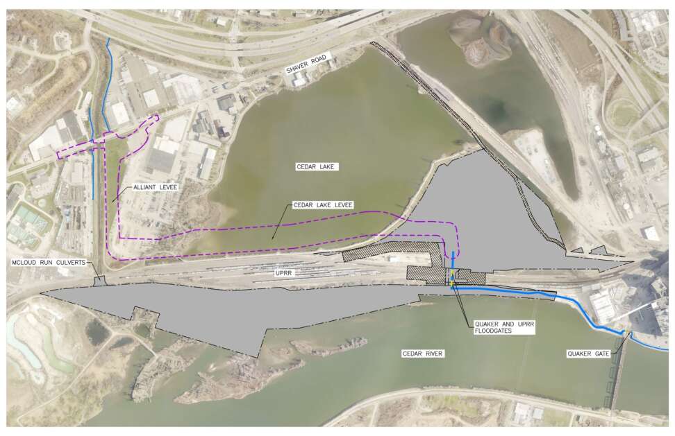 The city of Cedar Rapids is purchasing land for $10 million to build a segment of the flood control system around Cedar Lake.