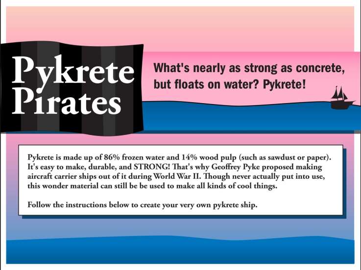 Make pykrete to set sail like a pirate