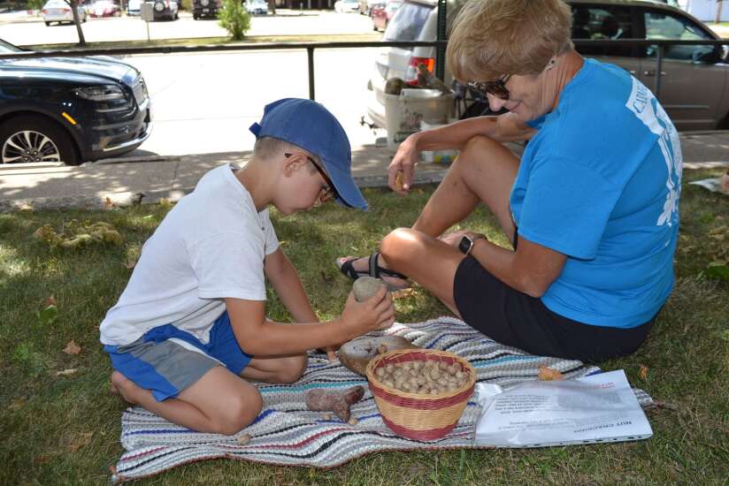 Children learn about Native American artifacts in Fairfield