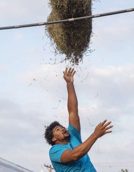 50 days before college football resumes, some Hawkeyes stand out in Solon Beef Days Hay Bale Toss