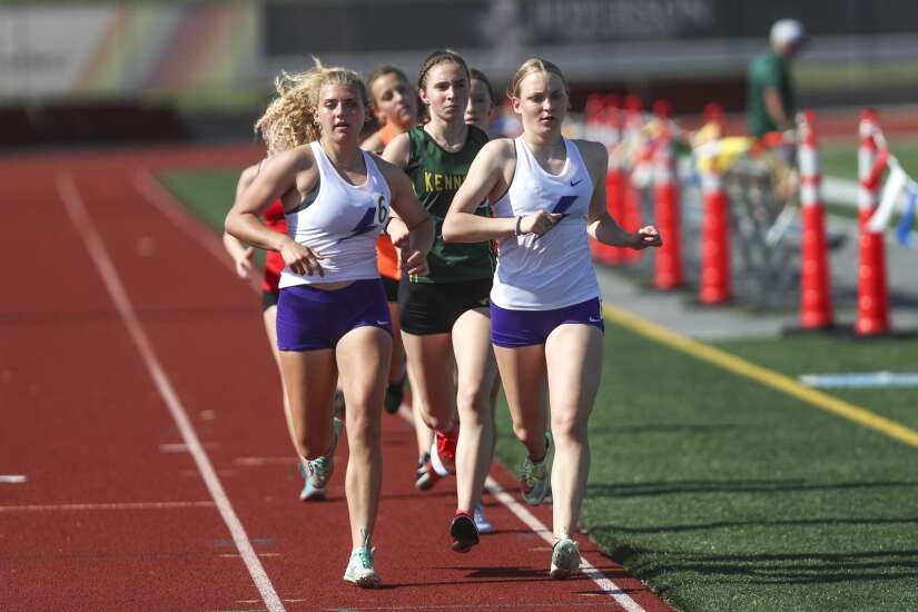 Conditions were “really tough” at Iowa 4A state track and field qualifier in Cedar Rapids