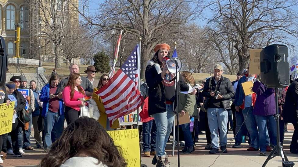 Hundreds protest LGBTQ bills at Iowa State Capitol