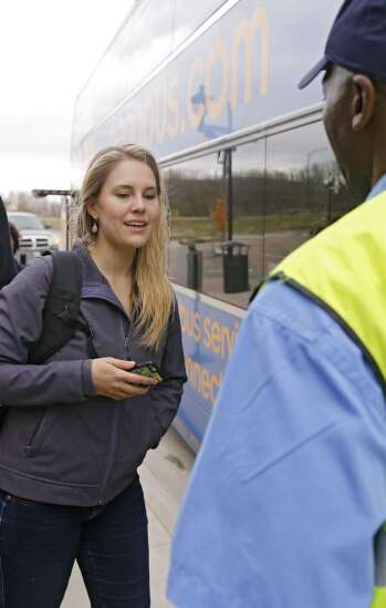 A ride home for many college students, Megabus pulling out of Iowa