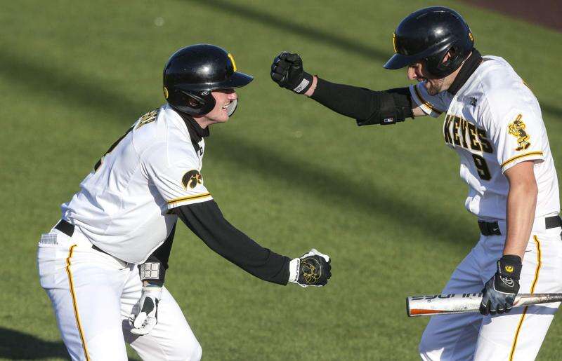 Iowa’s Brendan Sher produces at the plate in series-opening victory over Illinois
