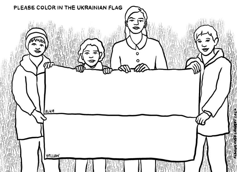 Stand in solidarity: Ukraine flag coloring page