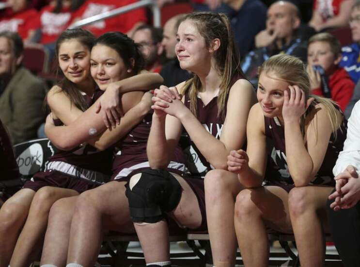 Photos: No. 3 North Linn vs. No. 2 West Hancocok, Iowa Class 2A girls’ state basketball semifinals