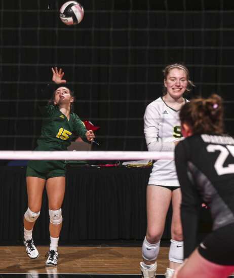 Photos: Dyersville Beckman vs. Van Buren County, Iowa Class 2A state volleyball quarterfinals