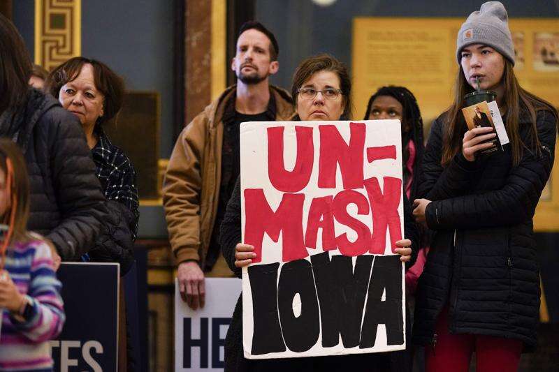 Anti-mask protest marks opening of 2021 Iowa Legislature
